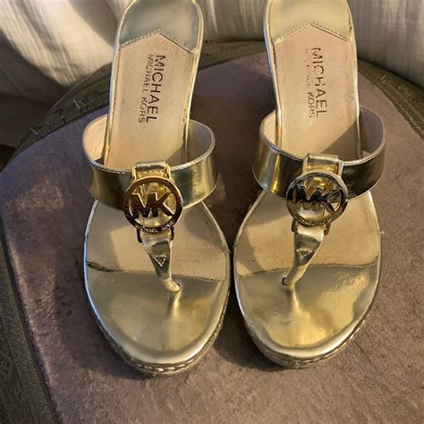 michael kors antonia sandal gold|poshmark michael kors gold sandals.